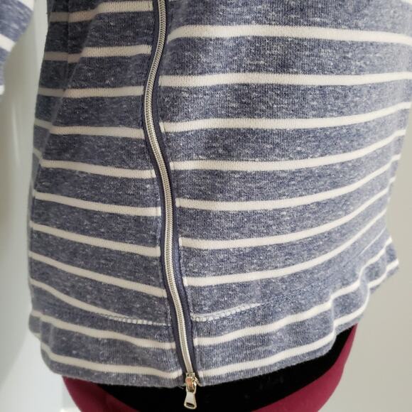 Onque Casuals Striped Side Zipper Crewneck Pullover Top Medium - Picture 8 of 12